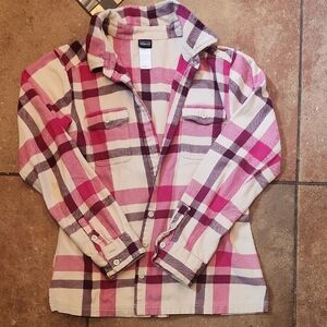 Patagonia Womens & Cream Plaid Sz 8 Button-Up Shirt